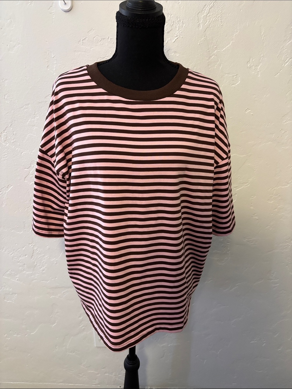Princess Polly Pink and Brown Striped Short Sleeve Tee